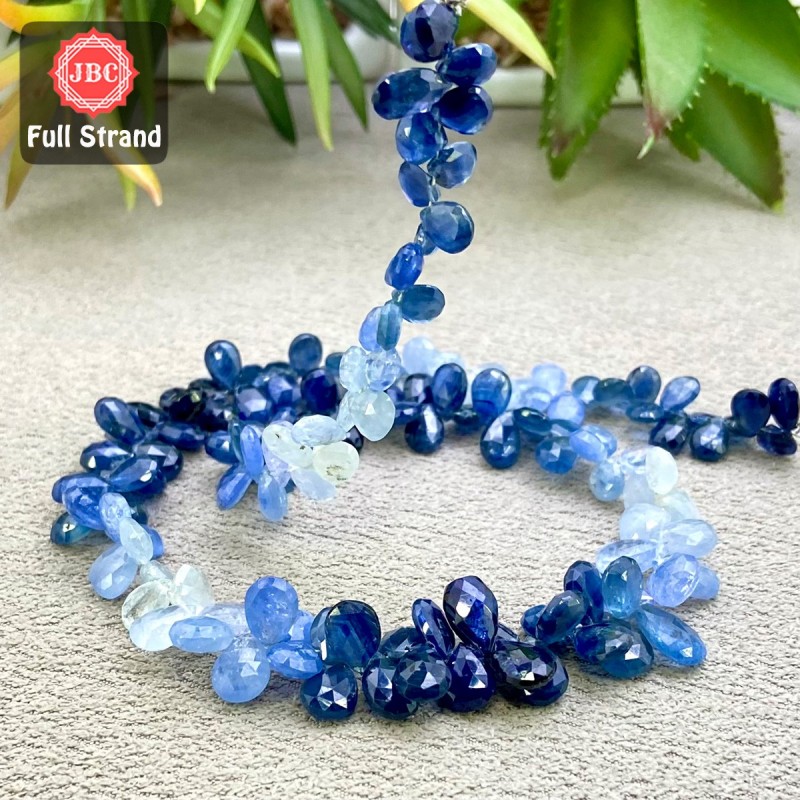 Blue Sapphire 6-11mm Faceted Pear Shape 16 Inch Long Gemstone Beads Strand - SKU:158381