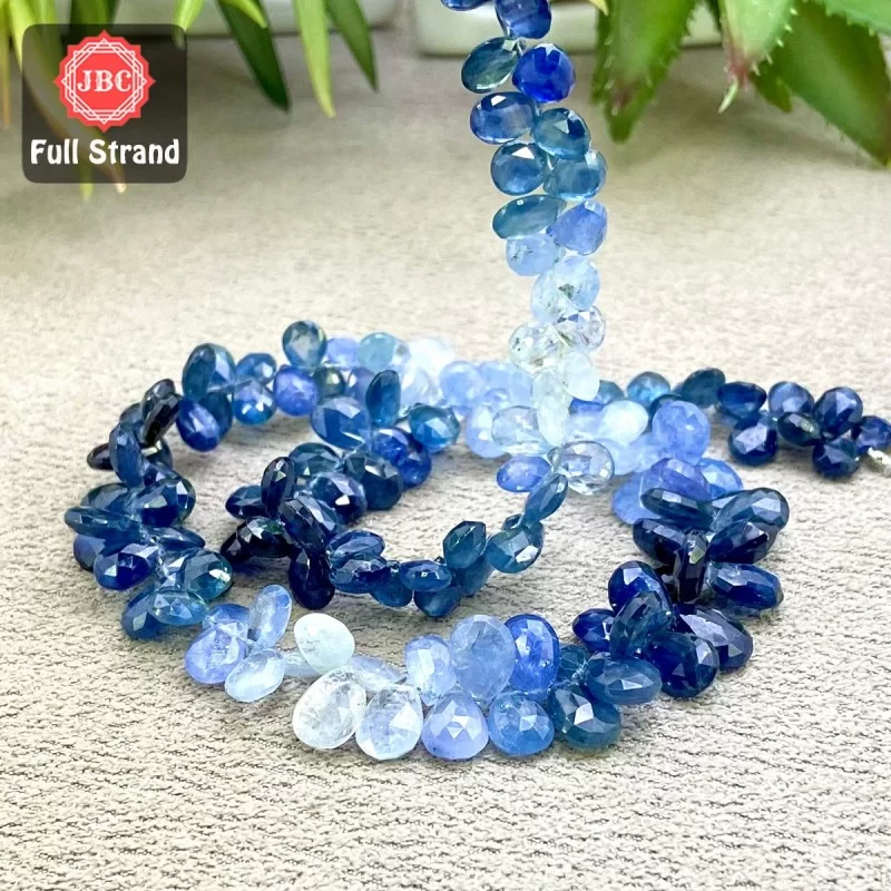 Blue Sapphire 6-10mm Faceted Pear Shape 16 Inch Long Gemstone Beads Strand - SKU:158383