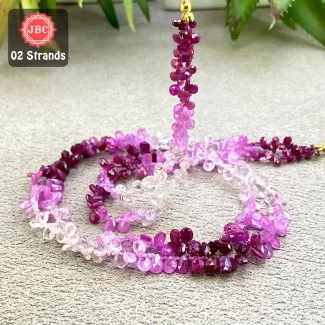 Ruby 4-5.5mm Faceted Pear Shape 14 Inch Long Gemstone Beads - Total 2 Strands In The Lot - SKU:158391