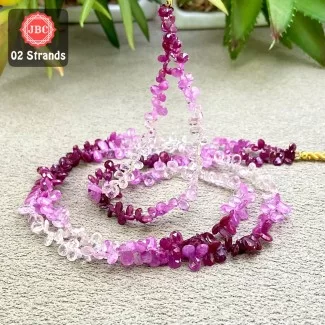 Ruby 3-5mm Faceted Pear Shape 15 Inch Long Gemstone Beads - Total 2 Strands In The Lot - SKU:158389