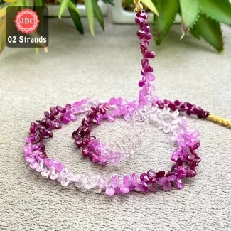 Ruby 4-5.5mm Faceted Pear Shape 16 Inch Long Gemstone Beads - Total 2 Strands In The Lot - SKU:158395