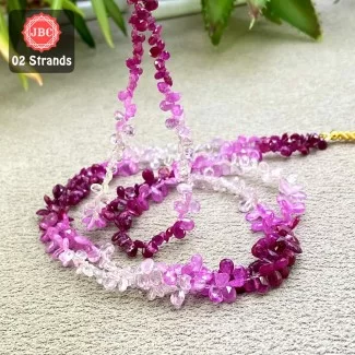 Ruby 4-5.5mm Faceted Pear Shape 15 Inch Long Gemstone Beads - Total 2 Strands In The Lot - SKU:158393