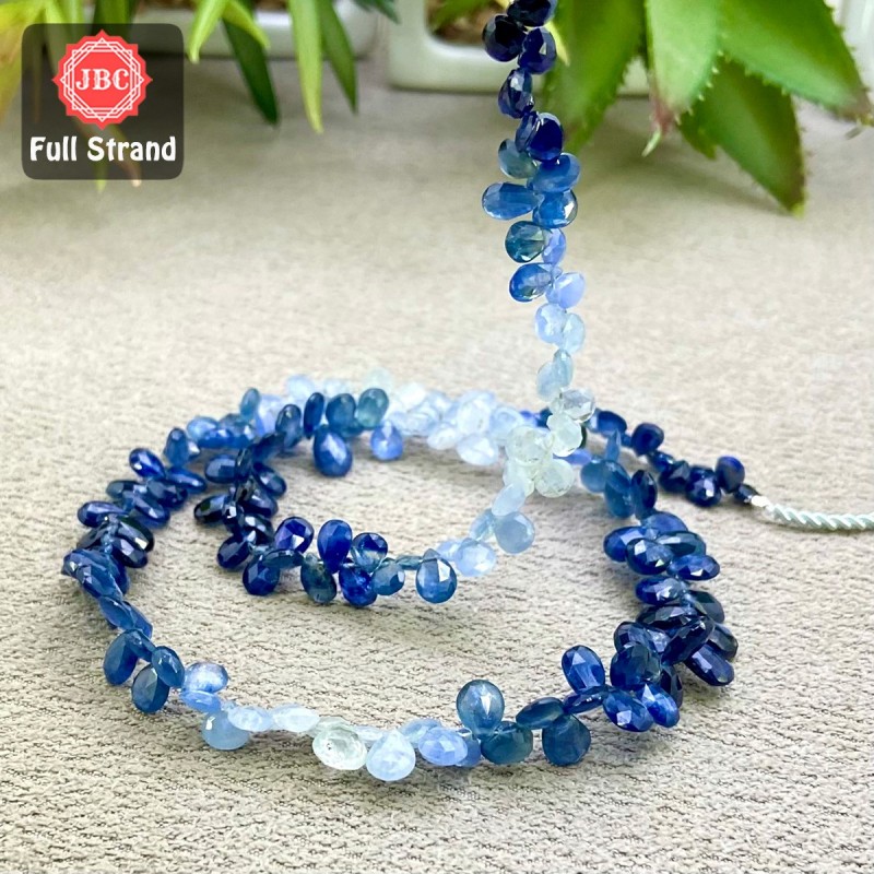 Blue Sapphire 5-8mm Faceted Pear Shape 16 Inch Long Gemstone Beads Strand - SKU:158380