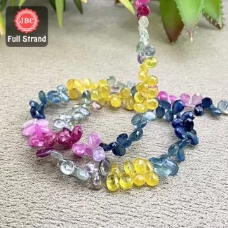 Multi Sapphire 6-8mm Faceted Pear Shape 15 Inch Long Gemstone Beads Strand - SKU:158425