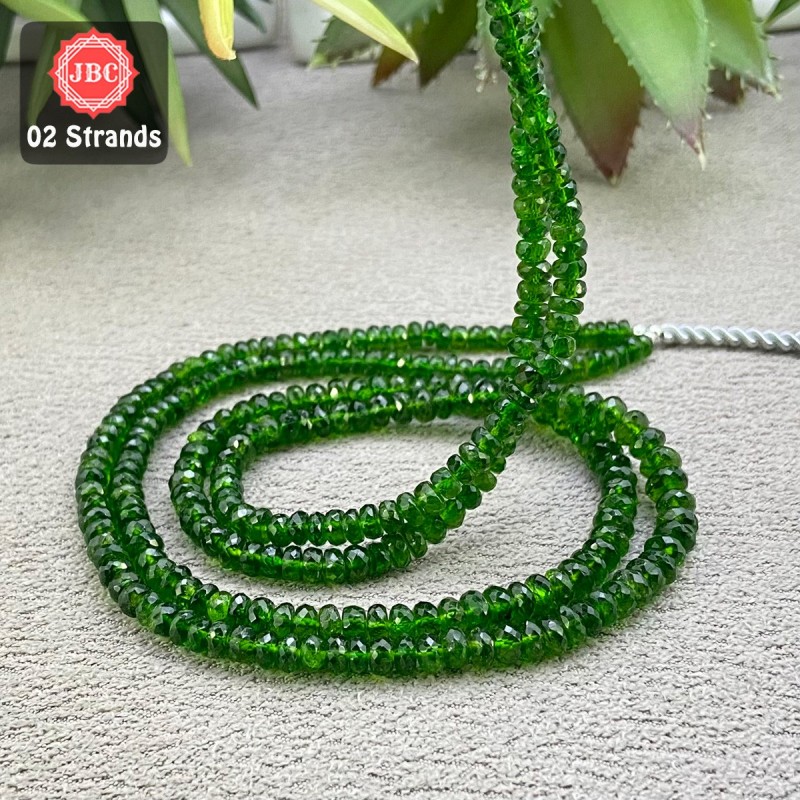 Chrome Diopside 4-5.5mm Faceted Rondelle Shape 16 Inch Long Gemstone Beads - Total 2 Strands In The Lot - SKU:158439