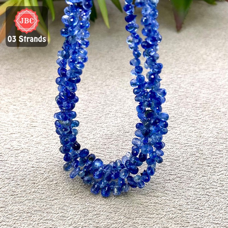 Kyanite 4-6.5mm Faceted Drop Shape 8 Inch Long Gemstone Beads - Total 3 Strands In The Lot - SKU:159697