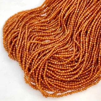 Natural Hessonite Garnet 2-2.5mm Micro Faceted Round AAA Grade Gemstone Beads Strand