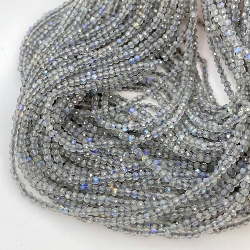 Natural Labradorite 2-2.5mm Micro Faceted Round AAA Grade Gemstone Beads Strand