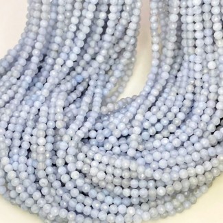 Natural Blue Chalcedony 2-2.5mm Micro Faceted Round AAA Grade Gemstone Beads Strand
