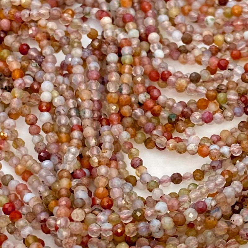 Natural Red Rutile 2-2.5mm Micro Faceted Round AA Grade Gemstone Beads Strand