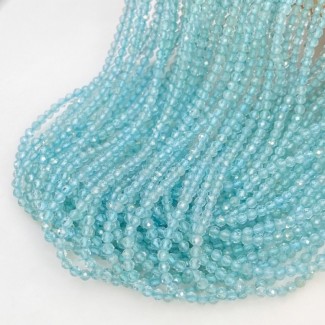Natural Aquamarine 2-2.5mm Micro Faceted Round AAA Grade Gemstone Beads Strand