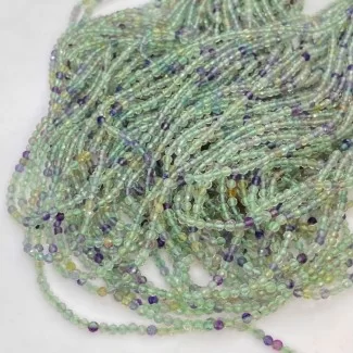 Natural Green Fluorite 2-2.5mm Micro Faceted Round AAA Grade Gemstone Beads Strand