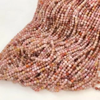 Natural Pink Rutile 2-2.5mm Micro Faceted Round AAA Grade Gemstone Beads Strand