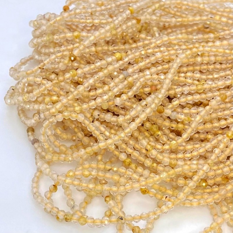 Natural Golden Rutile 2-2.5mm Micro Faceted Round AA+ Grade Gemstone Beads Strand