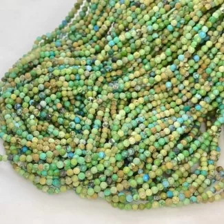 Natural Tibetan Turquoise 2-2.5mm Micro Faceted Round AA Grade Gemstone Beads Strand