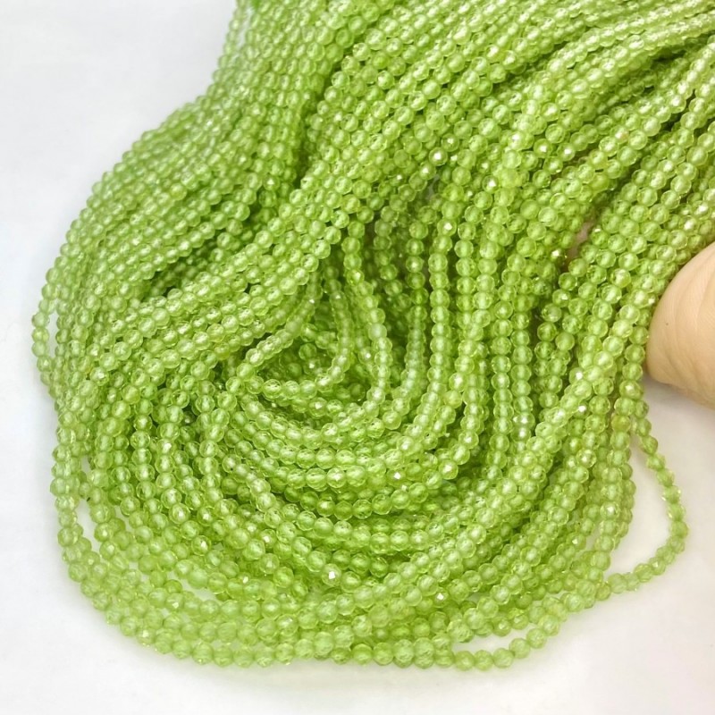 Natural Peridot 2-2.5mm Micro Faceted Round AAA Grade Gemstone Beads Strand