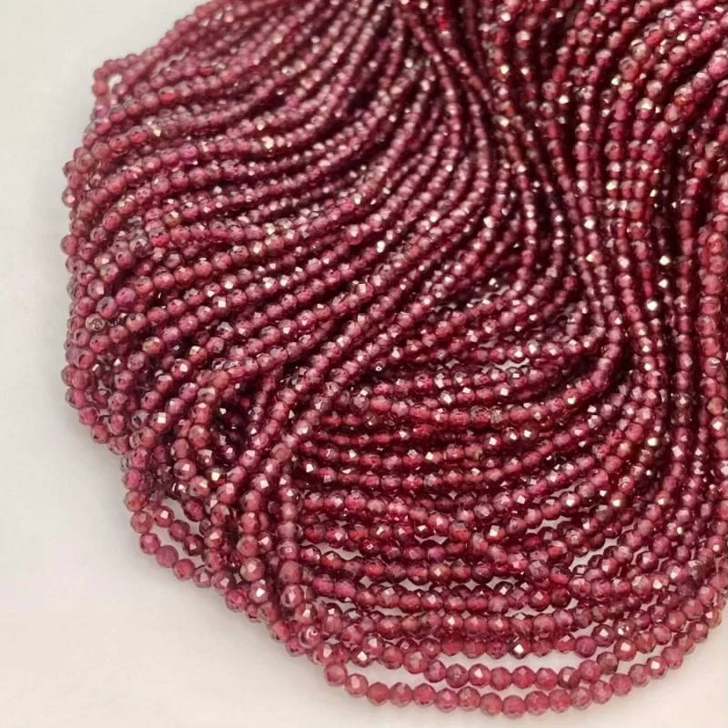 Natural Garnet 2-2.5mm Micro Faceted Round AAA Grade Gemstone Beads Strand