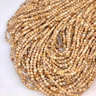 Natural Camel Jasper 2-2.5mm Micro Faceted Round AA Grade Gemstone Beads Strand