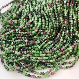 Natural Ruby Zoisite 2-2.5mm Micro Faceted Round AA Grade Gemstone Beads Strand