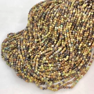 Natural African Turquoise 3-3.5mm Micro Faceted Round AA Grade Gemstone Beads Strand