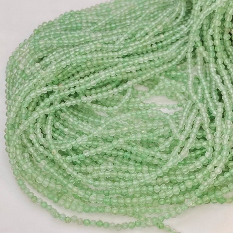 Natural Green Aventurine 3-3.5mm Micro Faceted Round AAA Grade Gemstone Beads Strand