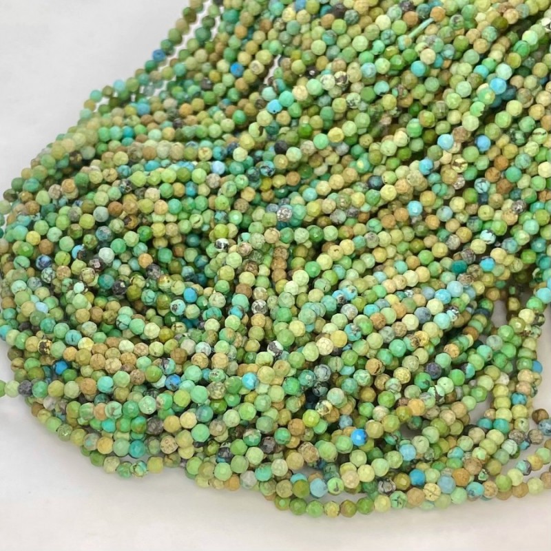 Natural Tibetan Turquoise 3-3.5mm Micro Faceted Round AA Grade Gemstone Beads Strand