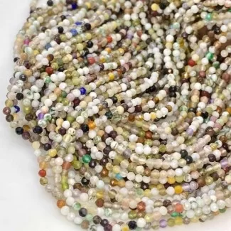 Natural Multi Stones 3-3.5mm Micro Faceted Round AA+ Grade Gemstone Beads Strand
