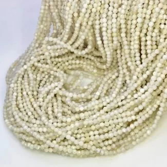 Natural Mother Of Pearl 3-3.5mm Micro Faceted Round AAA Grade Gemstone Beads Strand