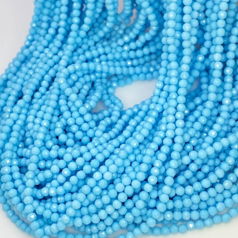 Natural Dyed Blue Opal 3-3.5mm Micro Faceted Round AAA Grade Gemstone Beads Strand