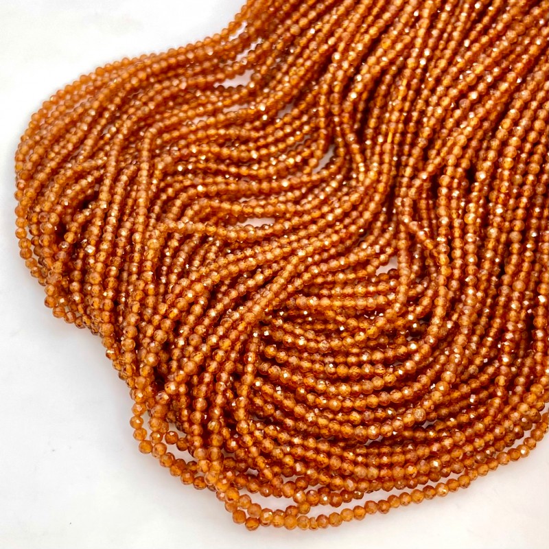 Natural Hessonite Garnet 3-3.5mm Micro Faceted Round AAA Grade Gemstone Beads Strand