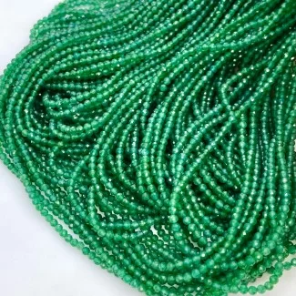 Natural Green Onyx 3-3.5mm Micro Faceted Round AAA Grade Gemstone Beads Strand
