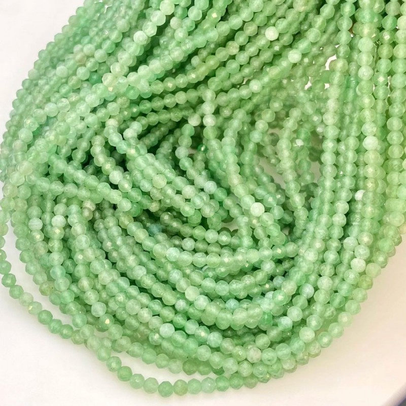 Natural Green Aventurine 2-2.5mm Micro Faceted Round AAA Grade Gemstone Beads Strand