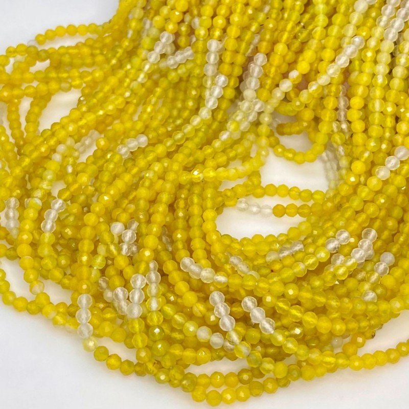 Natural Yellow Onyx 2-2.5mm Micro Faceted Round AAA Grade Gemstone Beads Strand