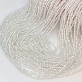 Natural White Topaz 2-2.5mm Micro Faceted Round AAA Grade Gemstone Beads Strand