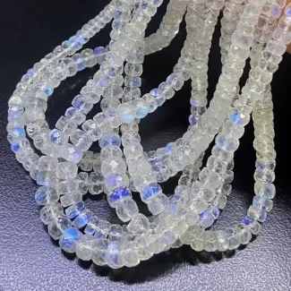 Natural Rainbow Moonstone 3-3.5mm Faceted Rondelle AA+ Grade Gemstone Beads Strand
