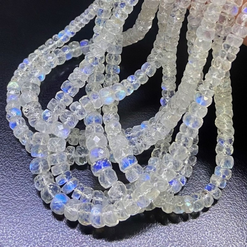 Natural Rainbow Moonstone 5-5.5mm Faceted Rondelle AA+ Grade Gemstone Beads Strand