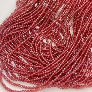 Natural Garnet 2-2.5mm Micro Faceted Rondelle AAA Grade Gemstone Beads Strand