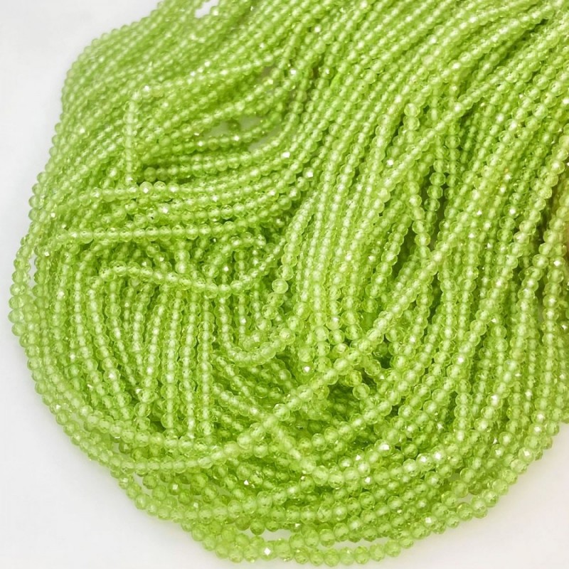 Natural Peridot 2-2.5mm Micro Faceted Rondelle AAA Grade Gemstone Beads Strand