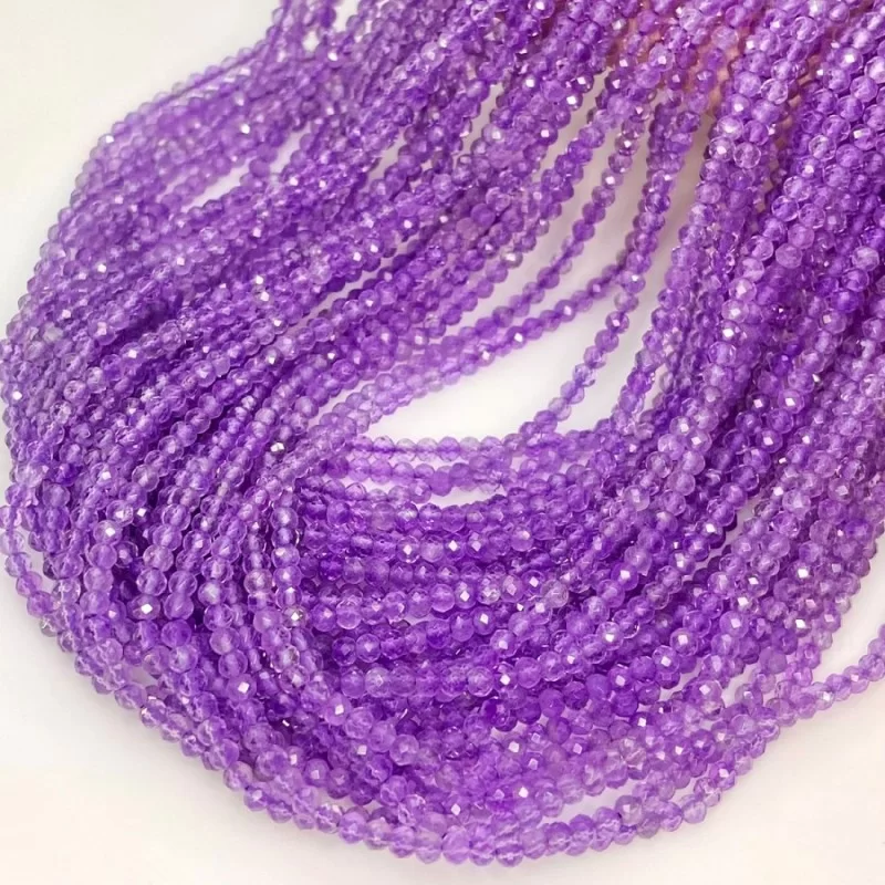 Natural Brazilian Amethyst 3-3.5mm Micro Faceted Rondelle AAA Grade Gemstone Beads Strand