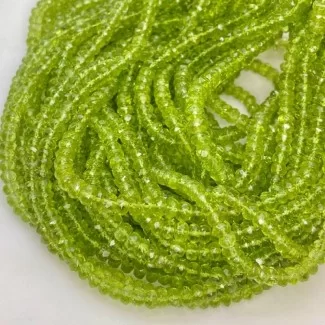 Natural Peridot 3-3.5mm Faceted Rondelle AA Grade Gemstone Beads Strand