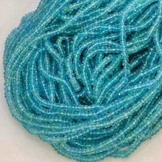 Natural Sea Green Apatite 3-3.5mm Faceted Rondelle AA Grade Gemstone Beads Strand