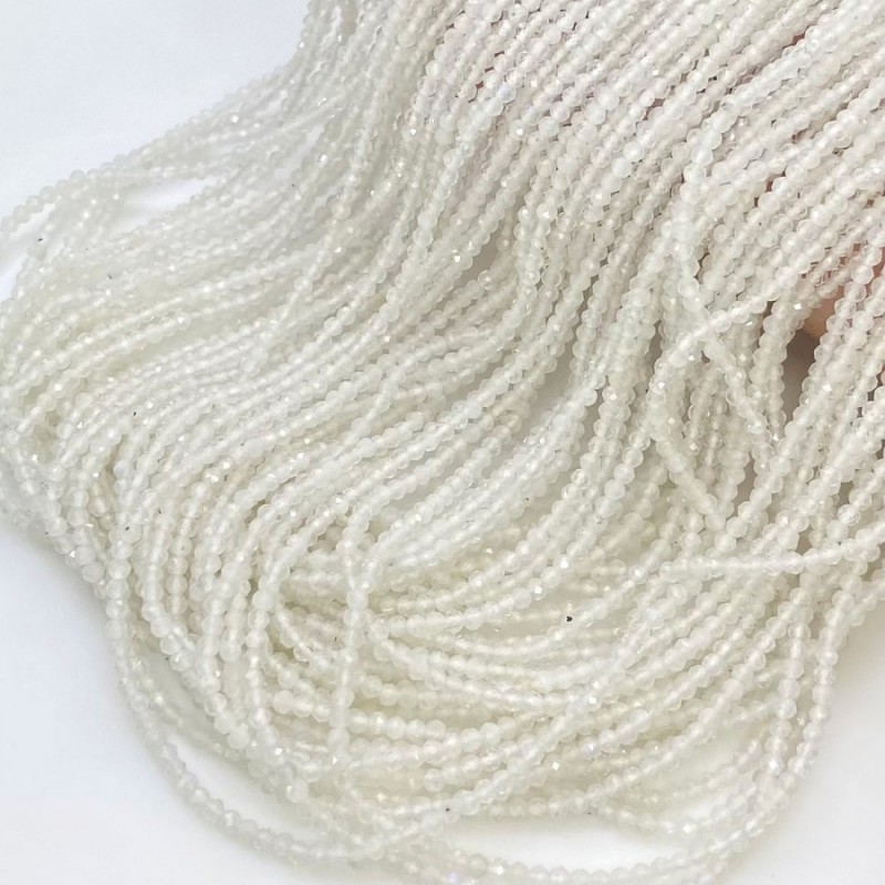 Natural Rainbow Moonstone 2-2.5mm Micro Faceted Rondelle AAA Grade Gemstone Beads Strand
