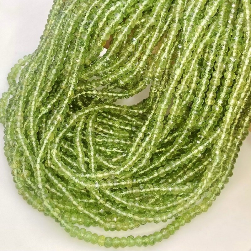 Natural Green Apatite 4-4.5mm Faceted Rondelle AA Grade Gemstone Beads Strand