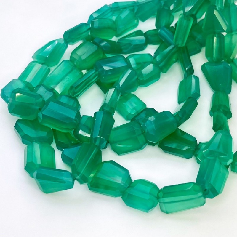 Natural Green Onyx 10-15mm Step Cut Nugget AAA Grade Gemstone Beads Strand
