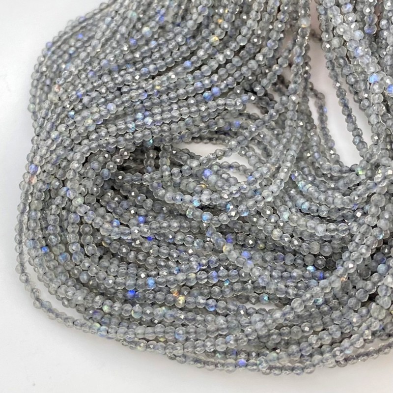 Natural Labradorite 4-4.5mm Micro Faceted Round AAA Grade Gemstone Beads Strand