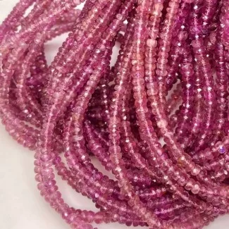 Natural Pink Tourmaline 2.5-5mm Faceted Rondelle AAA Grade Gemstone Beads Strand