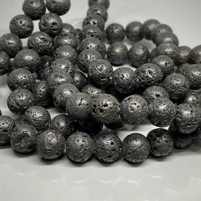 Natural Lava 4mm Smooth Round AAA Grade Gemstone Beads Strand