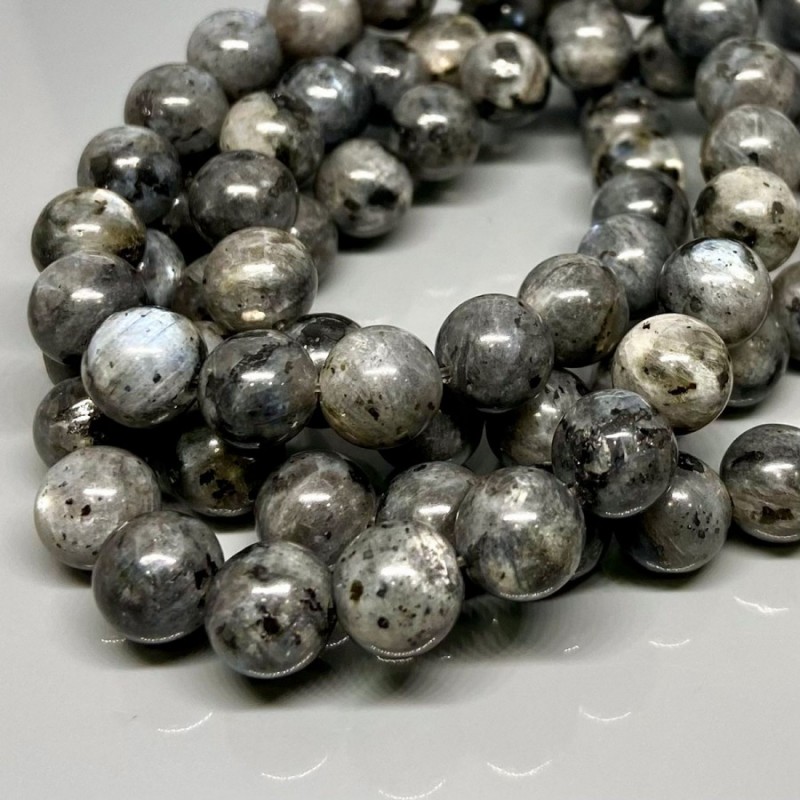 Natural Larvikite 10mm Smooth Round AAA Grade Gemstone Beads Strand
