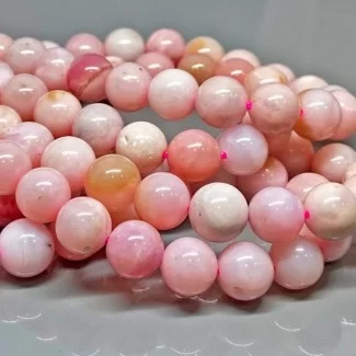 Natural Pink Opal 10mm Smooth Round AA Grade Gemstone Beads Strand