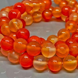 Natural Carnelian 10mm Smooth Round AA Grade Gemstone Beads Strand